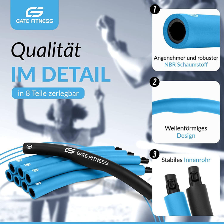 GATE FITNESS® Hula Hoop Reifen 1,5kg Blau für Anfänger & Fortgeschrittene - Gate Fitness