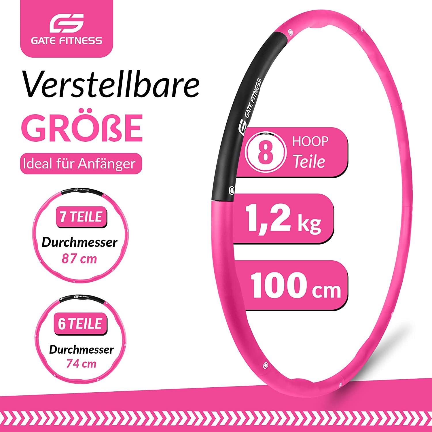 GATE FITNESS® Hula Hoop Reifen 1,2 kg Pink für Anfänger & Fortgeschrittene - Gate Fitness