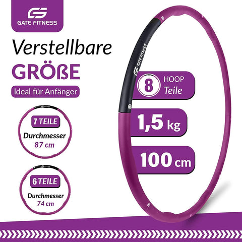 GATE FITNESS® Hula Hoop Reifen Erwachsene zum Abnehmen - 1,5kg - Lila - Gate Fitness