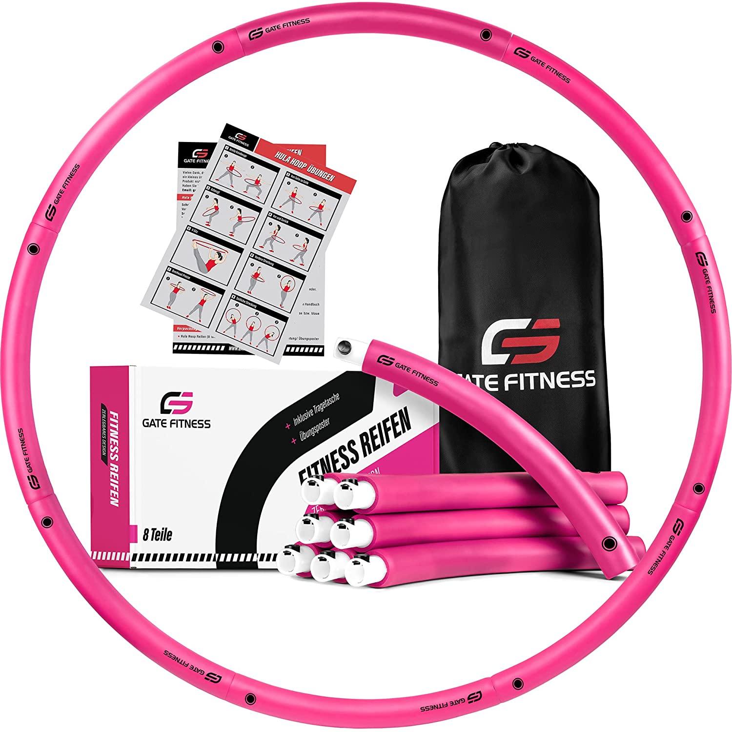 GATE FITNESS® Hula Hoop Reifen Erwachsene zum Abnehmen [2,3kg] - Pink - Gate Fitness