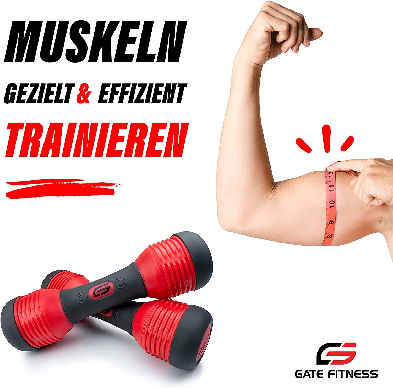 GATE FITNESS® Hanteln Set [2 Stück] Verstellbar bis zu 3kg | Kurzhantel 2er Set für Frauen und Männer - Gate Fitness