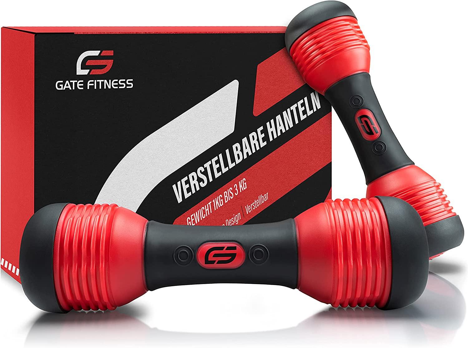 GATE FITNESS® Hanteln Set [2 Stück] Verstellbar bis zu 3kg | Kurzhantel 2er Set für Frauen und Männer - Gate Fitness