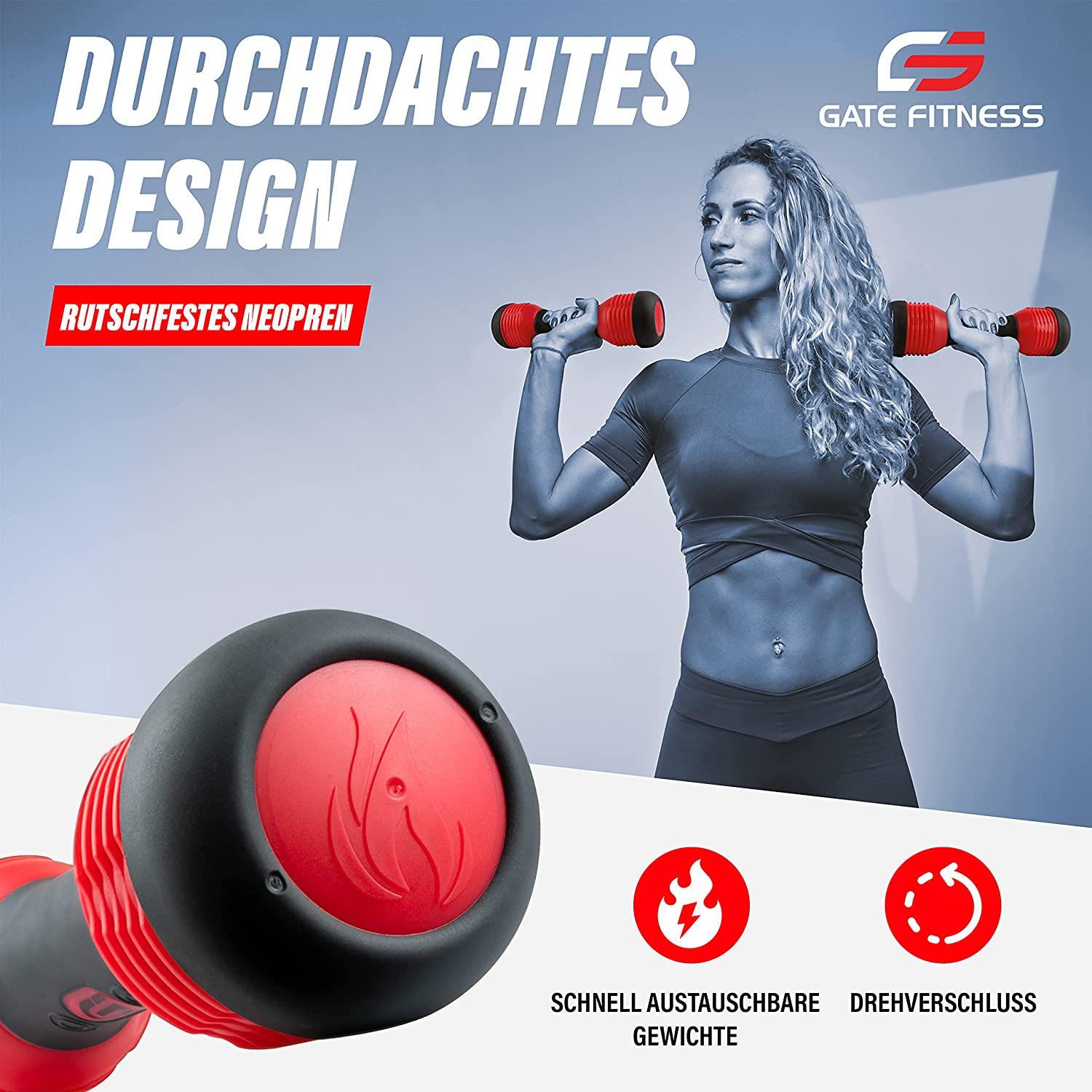 GATE FITNESS® Hanteln Set [2 Stück] Verstellbar bis zu 3kg | Kurzhantel 2er Set für Frauen und Männer - Gate Fitness