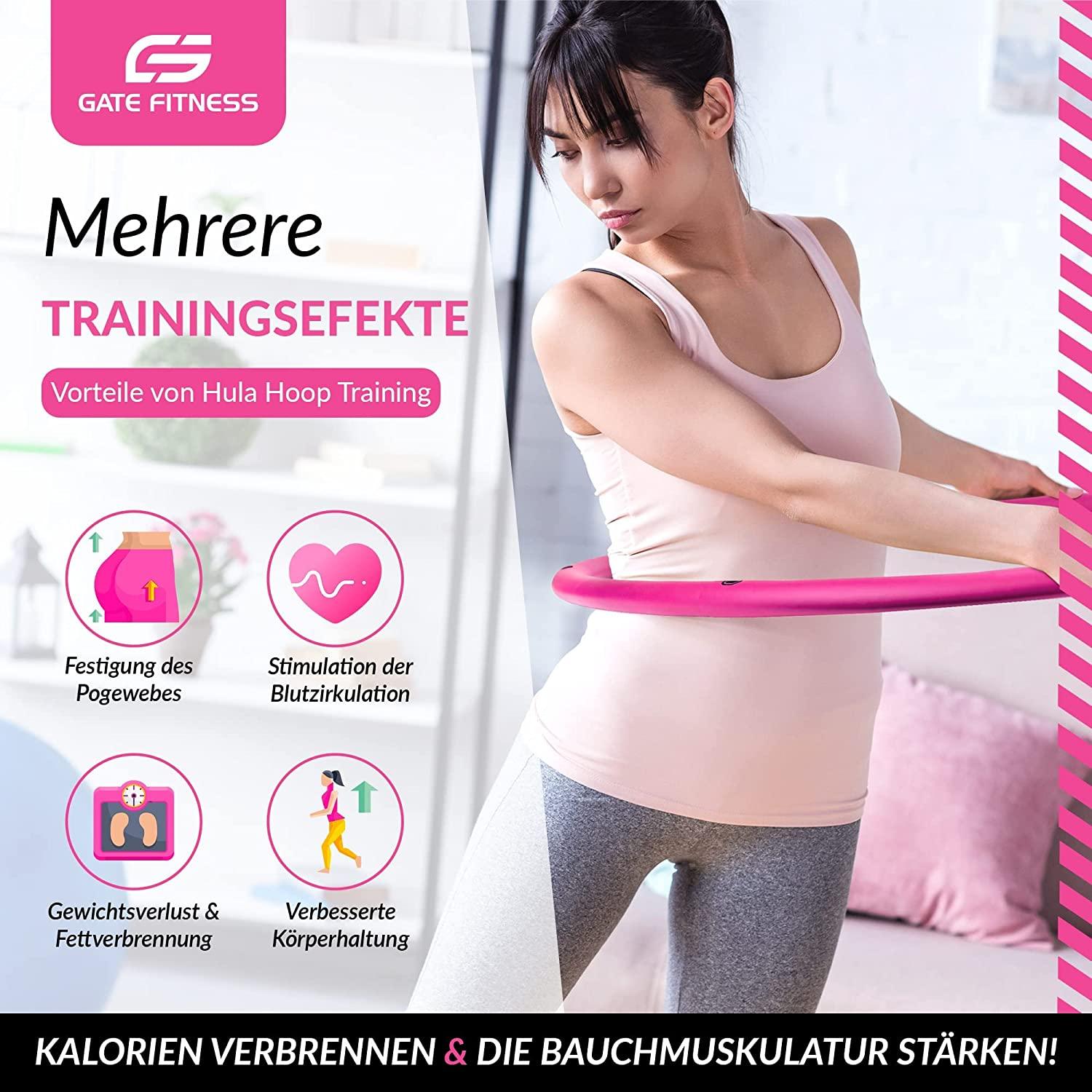 GATE FITNESS® Hula Hoop Reifen Erwachsene zum Abnehmen [2,3kg] - Pink - Gate Fitness